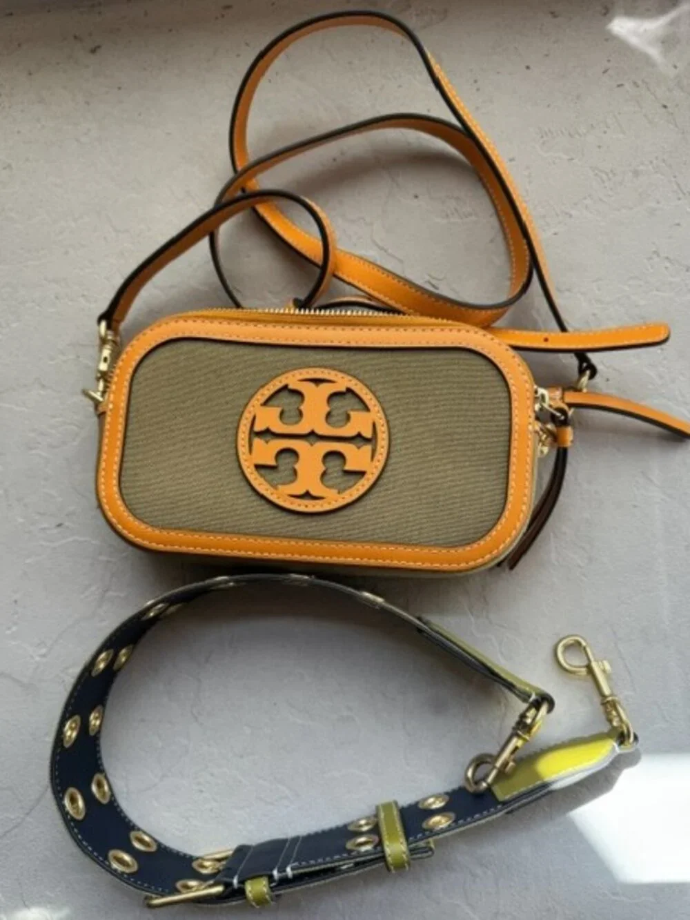 Tory Burch Women's Mini Miller Canvas CrossBody Bag In Cumin